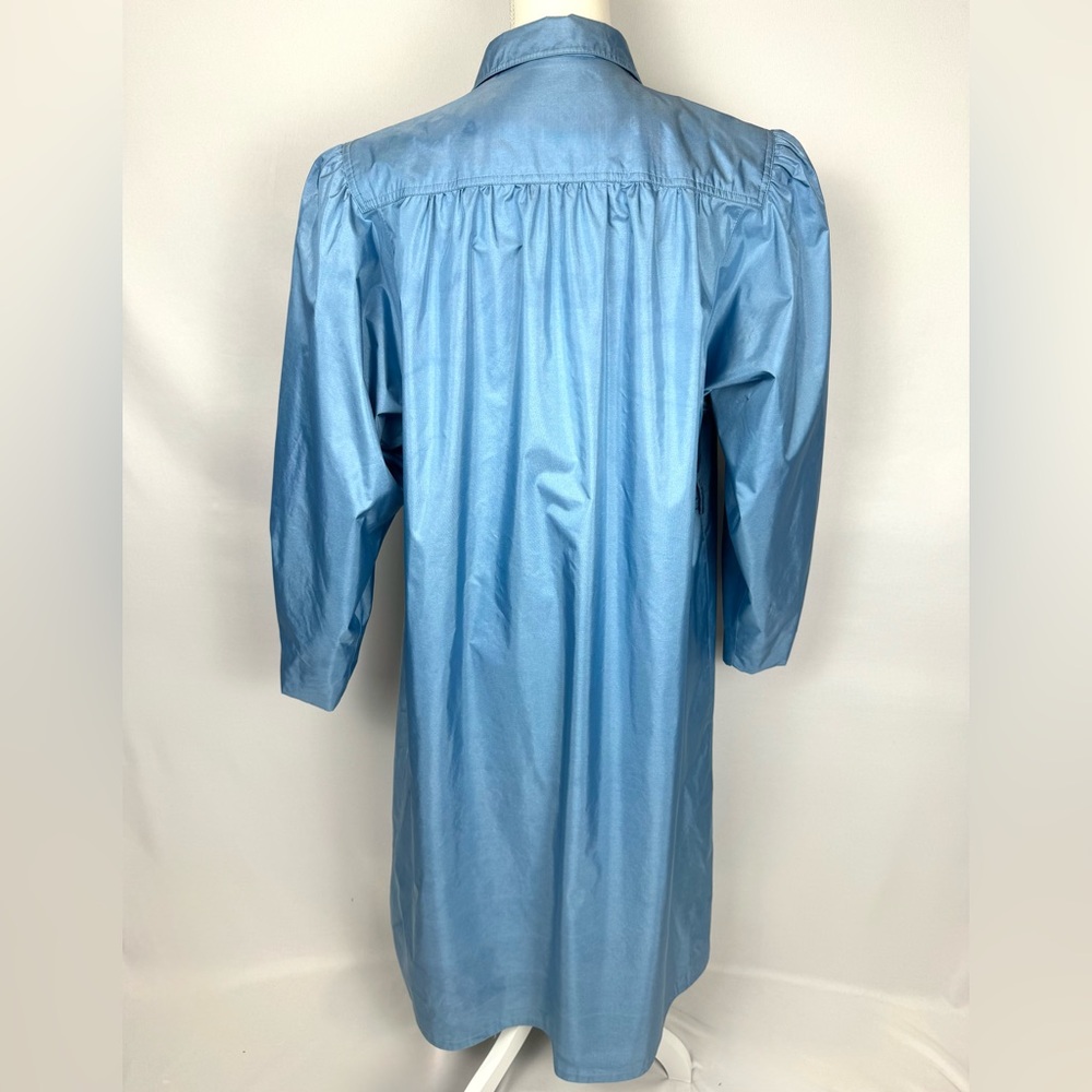 Vintage British Mist Women's Trench Coat Light Blue Lightweight Pockets Size 16 - Picture 7 of 12